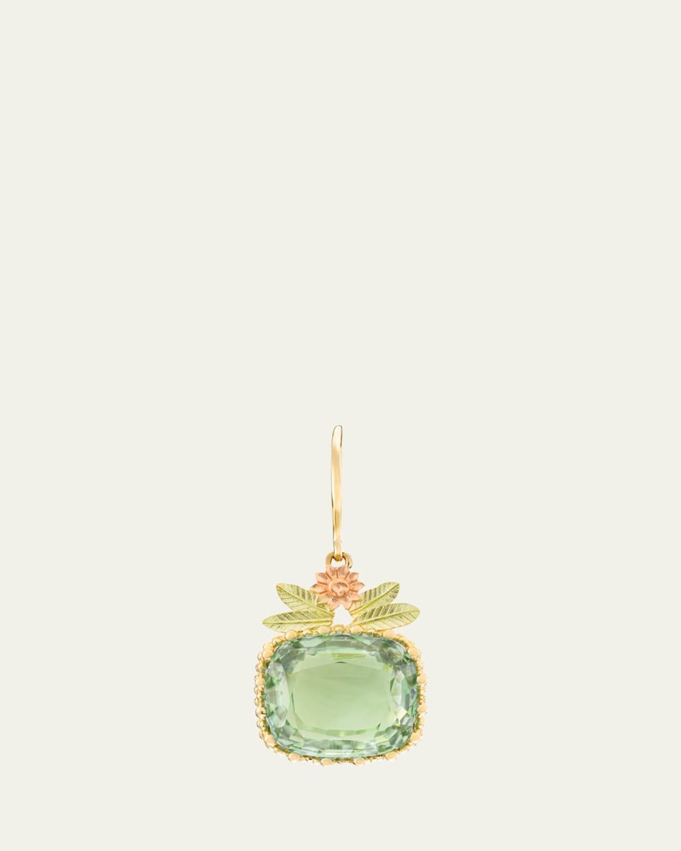 Pierreries 18K Yellow, Green, and Rose Gold Parasolite Flower Earring, Single
